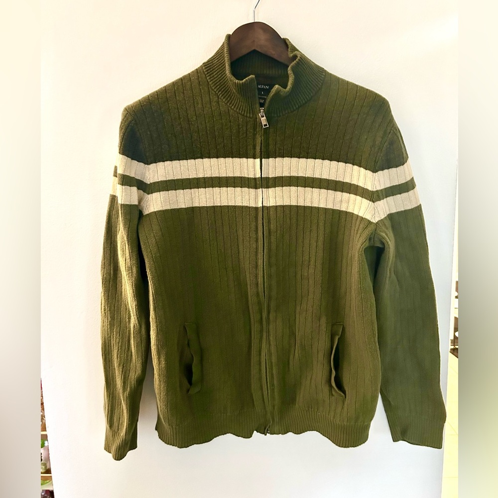 Alfani Olive Green Zip Up Sweater